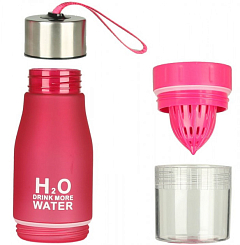 Пляшка для води і напоїв H2O Water Bottle з соковижималкою 650 мл рожева SKL11-1870511