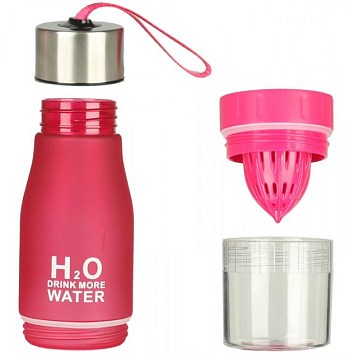 Пляшка для води і напоїв H2O Water Bottle з соковижималкою 650 мл рожева SKL11-187051