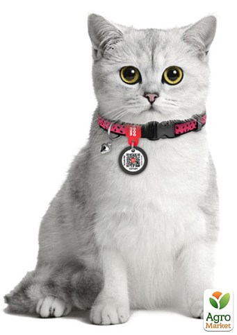 Ошейник для кошек нейлоновый WAUDOG Nylon с QR паспортом, рисунок "Арбуз", пластиковый фастекс, Ш 10 мм, Длинна 20-30 см (5269) - фото 2
