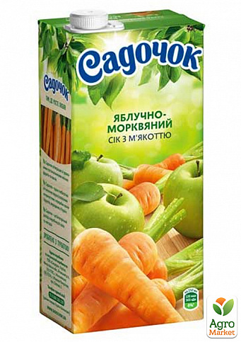 Сік яблучно-морквяний (з м'якоттю) ТМ "Садочок" 0,95л упаковка 12шт - фото 2