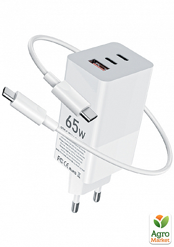 Мережевий зарядний пристрій Gelius Nimble GaN 65W GP-HC051 White