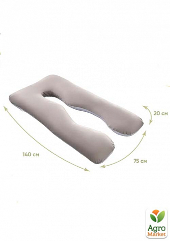 Подушка П-образная для беременных и отдыха ТМ IDEIA 140х75х20 см светло-серый/белый - фото 2