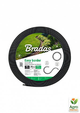 Бордюр газонний 40мм х 10м з комплектом кілків, EASY BORDER графіт,  Bradas OBEB4010SET