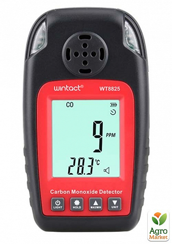 Монітор окису вуглецю CO+термометр (0-1000 ppm, 0-50°C) WINTACT WT8825