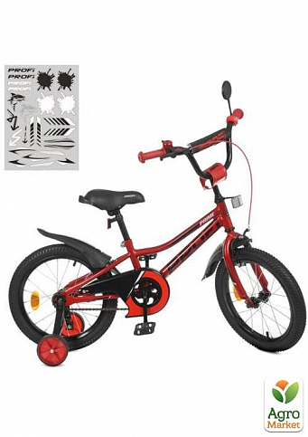 Велосипед дитячий PROF1 18д. Prime, SKD75,ліхтар,дзвінок,дзеркало,дод.кол.,червоний (Y18221-1) 