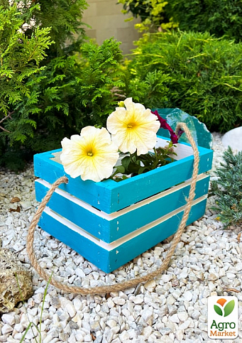 Ящик декоративный деревянный для хранения и цветов "Бланш" д. 25см, ш. 17см, в. 13см. (синий с длинной ручкой) - фото 3