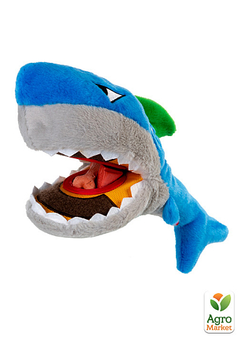 Игрушка для собак Акула для лакомства с пищалкой GiGwi Basic, текстиль, 30 см (75049) - фото 3
