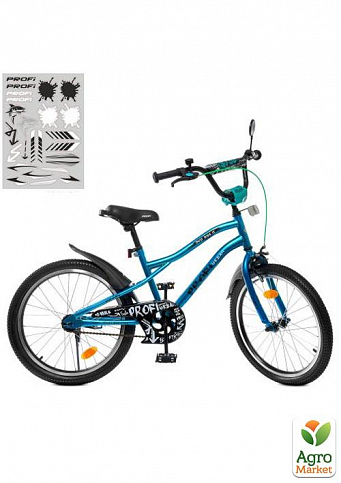 Велосипед детский PROF1 20д. Urban,SKD75,фонарь,звонок,зеркало,подножка,бирюзовый (Y20253S-1)
