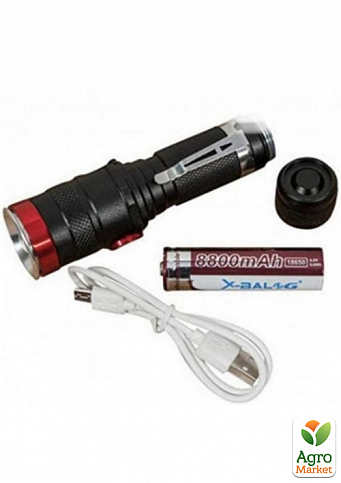 Ліхтарик акумуляторний тактичний X-BALOG BL-736 T6 чорний з червоним, 860м - фото 3