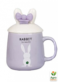 Чашка с крышкой и ложкой Кролик сиреневый 360мл (20622)1