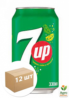 Газированный напиток (железная банка) ТМ "7UP" 0.33л упаковка 12шт2