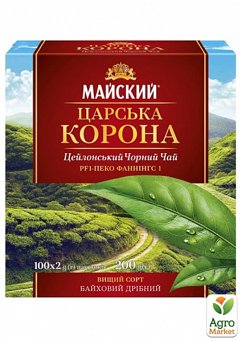 Чай Царская корона (пачка) ТМ "Майский" 100 пакетиков 2г упаковка 10шт - фото 2