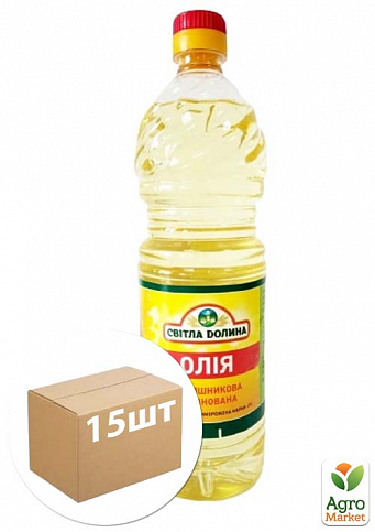 Масло подсолнечное "Світла Долина" 0,88л/810г (рафинированное) упаковка 15шт