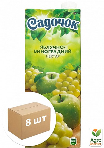 Нектар яблучно-виноградний ТМ "Садочок" 1,45л упаковка 8шт