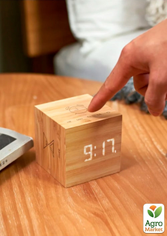 Часы-будильники на аккумуляторе Cube Gingko (Англия), бамбук (G028BO) - фото 2