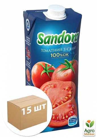 Сок томатный (с солью) ТМ "Sandora" 0,5л упаковка 15шт