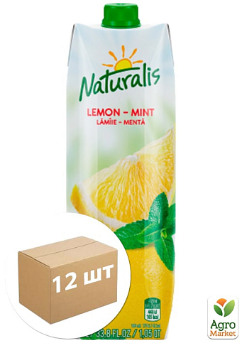 Соковий напій "Лимонно-м'ятний" ТМ "Naturalis" 1л упаковка 12 шт