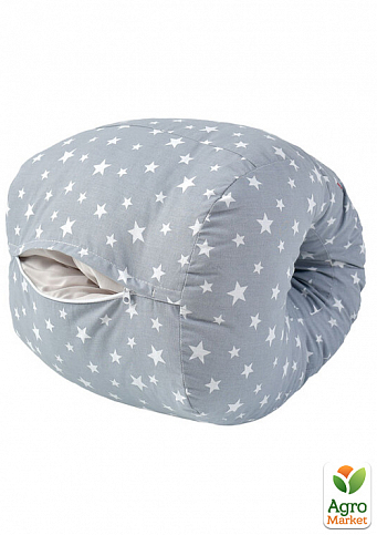 Подушка для годування Mini ТМ PAPAELLA 30х28х30 см малі та середні зірочки білі на сірому - фото 2