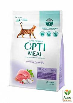 Сухой пПолнорационный корм для взрослых кошек Optimeal со вкусом утки 200 г (3254410)1
