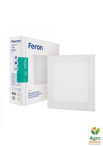 Светодиодный светильник Feron AL511-1 12W квадрат 720Lm 4000K 165*13.5mm (01888) - фото 2