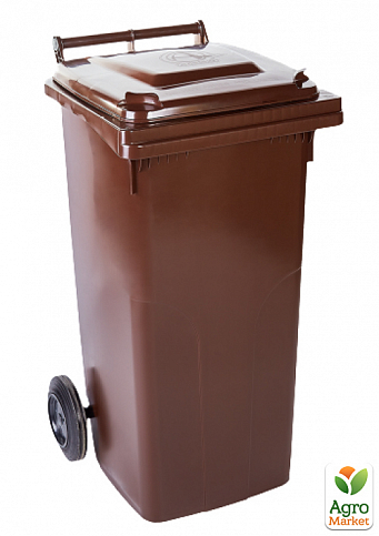 Бак для мусора на колесах с ручкой 120 л темно-коричневый (5056)