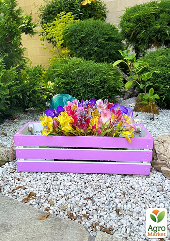 Ящик декоративный деревянный для хранения и цветов "Франческа" д. 44см, ш. 17см, в. 13см. (лиловый с ручками)