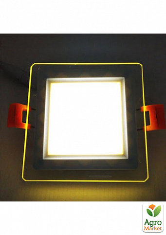 LED панель Lemanso LM1038 Сяйво 6W 450Lm 4500K + жовтий 85-265V / квадрат + скло (336116)