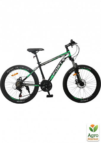 Велосипед FORTE FIGHTER розмір рами 13" розмір коліс 24" дюйми чорно-зелений (117101)