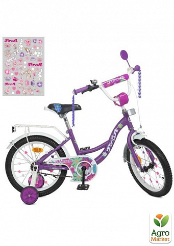 Велосипед дитячий PROF1 18д. Blossom, SKD45,ліхтар,дзвінок,дзеркало,дод.кол.,бузковий (Y18303N)