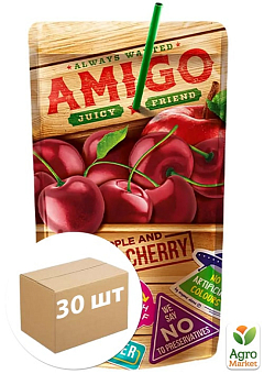 Фруктовий напій Яблучно-вишневий ТМ "Amigo" 200мл упаковка 30 шт1