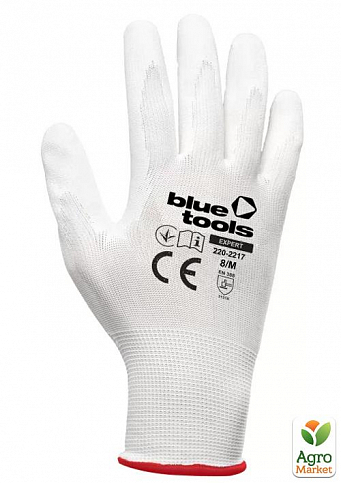 Стрейчевые перчатки с полиуретановым покрытием BLUETOOLS Sensitive (M) (220-2217-08-IND)