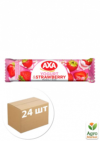 Батончик зерновой (йогурт и клубника) ТМ "AXA" 25г упаковка 24шт