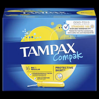 TAMPAX Compak тампоны с аппликатором Regular Duo 16шт 