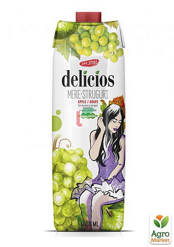 Сік Яблучно-виноградний ТМ "Delicios" 1л упаковка 12 шт - фото 2