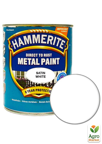 Краска Hammerite Полуматовая эмаль по ржавчине белая 0,75 л