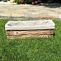 Ящик декоративный деревянный для хранения и цветов "Франческа" д. 44см, ш. 17см, в. 13см. (обожжённый с тканью)
