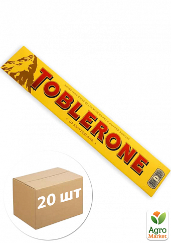 Швейцарский молочный шоколад ТМ "Toblerone" ( с миндалем и медом) 100г упаковка 20шт