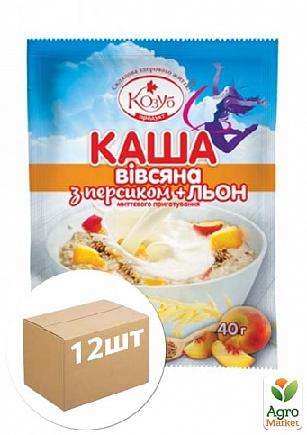 Каша вівсяна з персиком + льон ТМ "Козуб Продукт" 40г упаковка 12шт