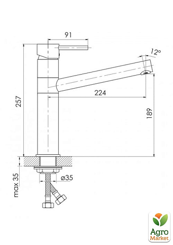 Imprese Pivot LSS смеситель для кухни, сталь, 40 мм - фото 2