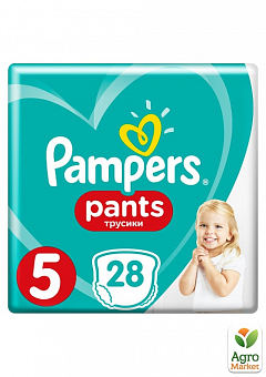PAMPERS детские одноразовые подгузники-трусики Pants Размер 5 Junior (12-17 кг) Эконом 28 шт2