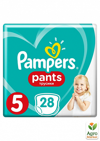 PAMPERS детские одноразовые подгузники-трусики Pants Размер 5 Junior (12-17 кг) Эконом 28 шт