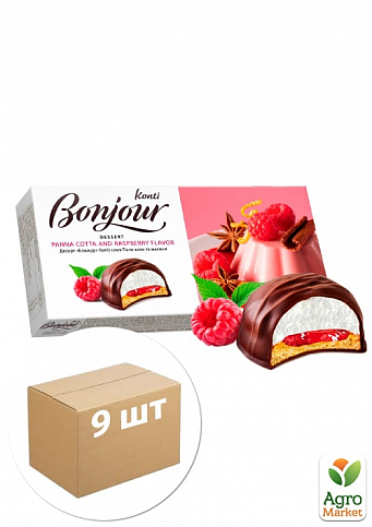 Десерт Бонжур (Панна-котта и малина) ТМ "Конти" 232г упаковка 9 шт