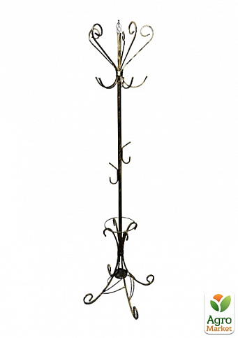 Вешалка-стойка напольная (вращающаяся), металлическая черно-золотистого цвета, высота 192см.
