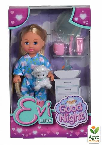 Кукла Эви "Вечерняя сказка" в пижаме, с игрушкой и аксессуарами для чистки зубов, 3+ Simba Toys