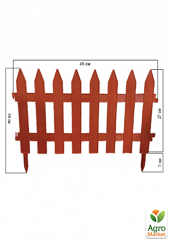 Декоративний пластиковий паркан світло-коричневий висота 35 см, довжина 3.2м, 7 секцій - фото 3