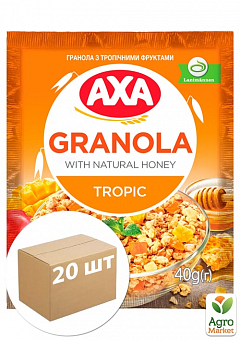 Мюслі "Granola" з тропічними фруктами ТМ "AXA" 40г упаковка 20шт2