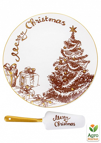 Блюдо Для Торта З Лопаткою "Merry Christmas" 26См (924-742)