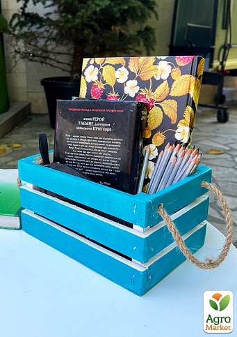 Ящик декоративный деревянный для хранения и цветов "Бланш" д. 25см, ш. 17см, в. 13см. (синий с ручками) - фото 5