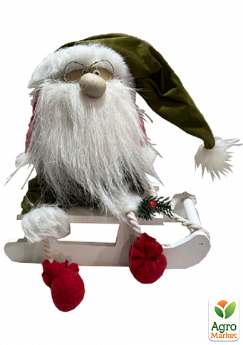Санта Клаус на саночках у зеленому ковпаку (27*15*45 см) (Y-144)