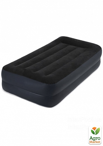 Надувная кровать с встроенным электронасосом односпальная, черная ТМ "Intex" (64122)
